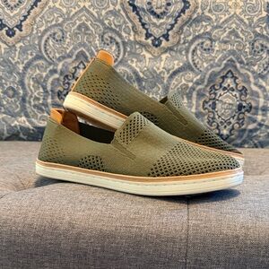 Olive Green Slip-On Women's Sneakers